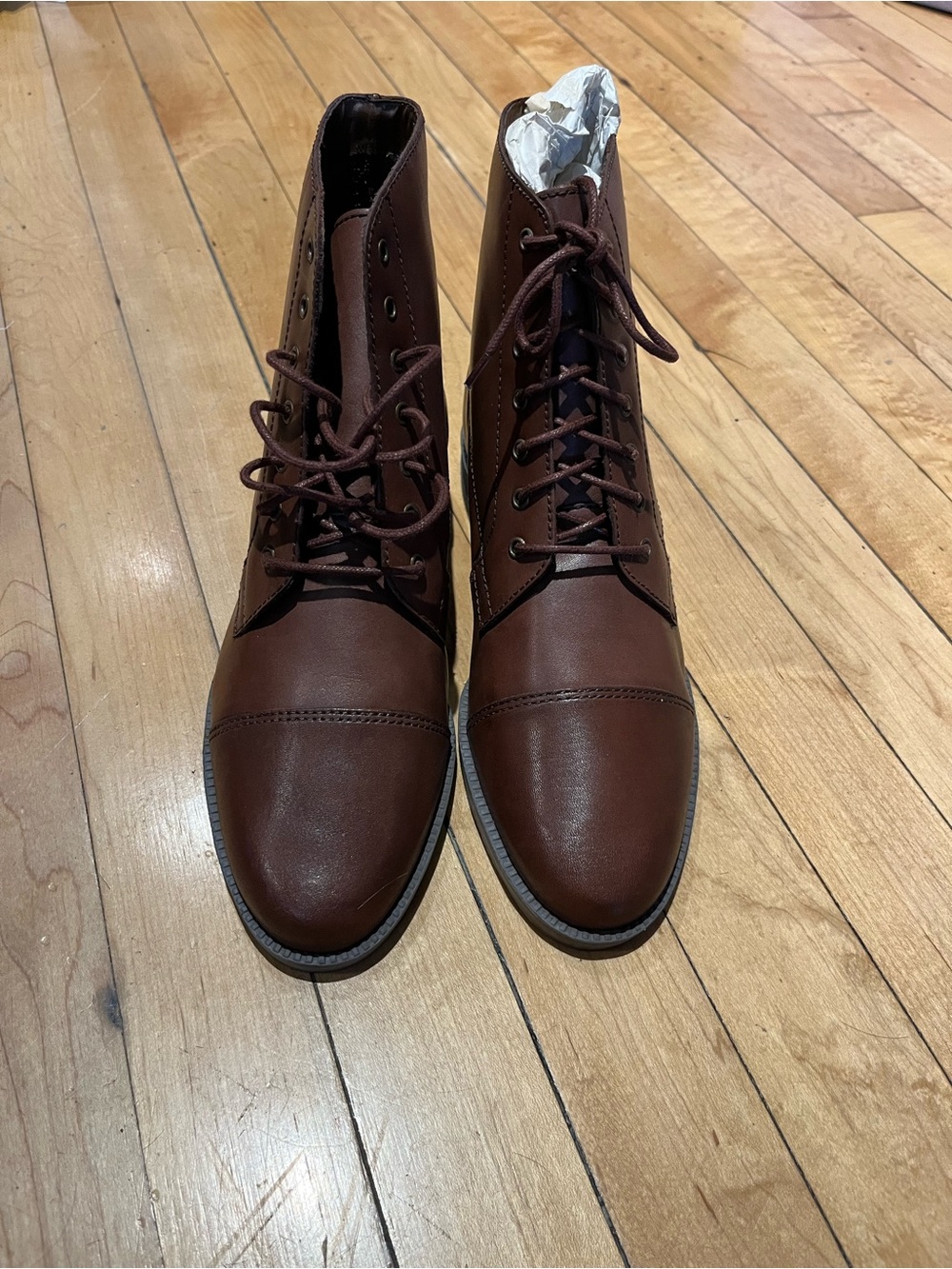 Womens Brown Lace-Up Leather Boots